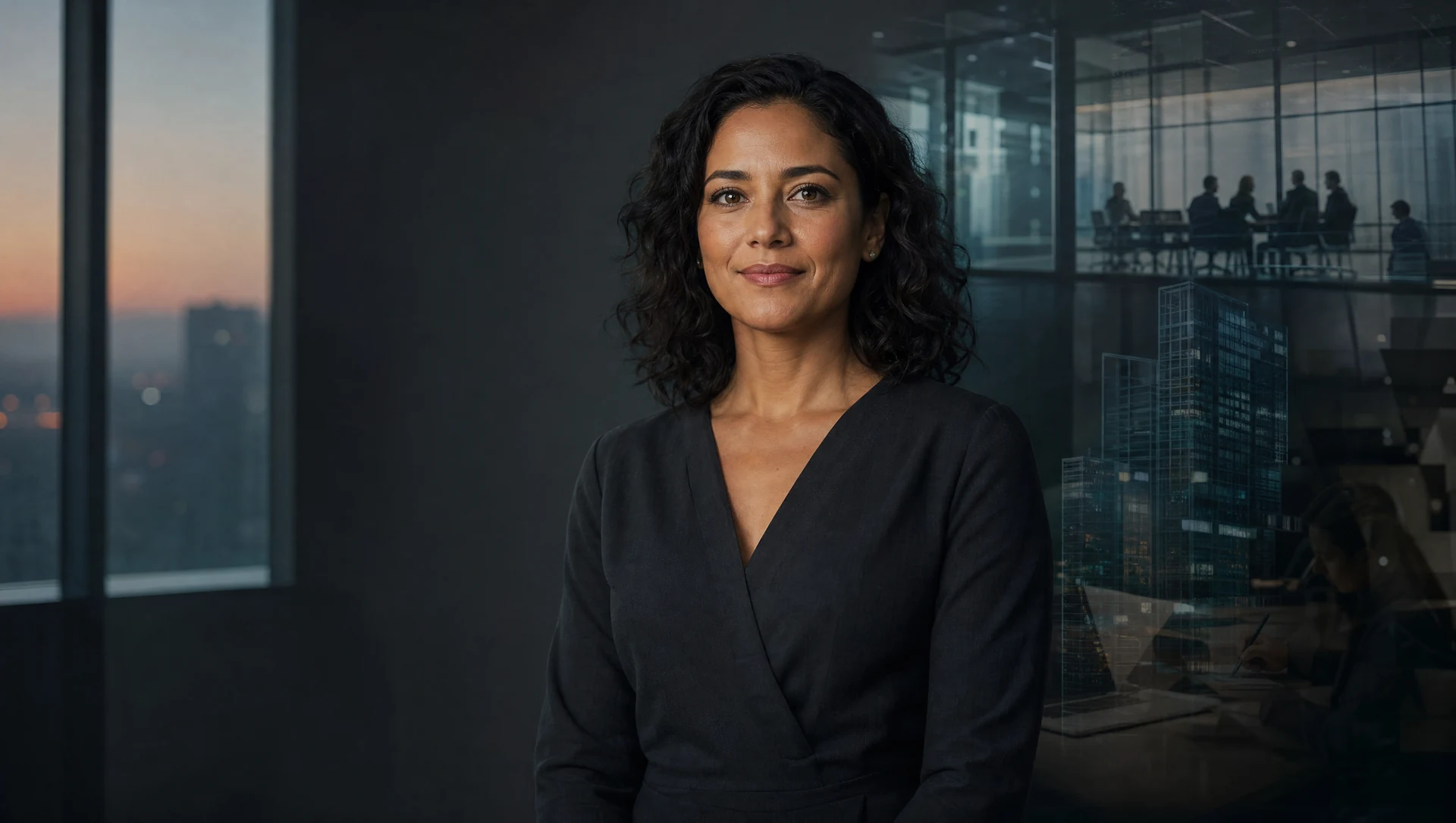 The same working adult shown in aligned professional and whole-person environments